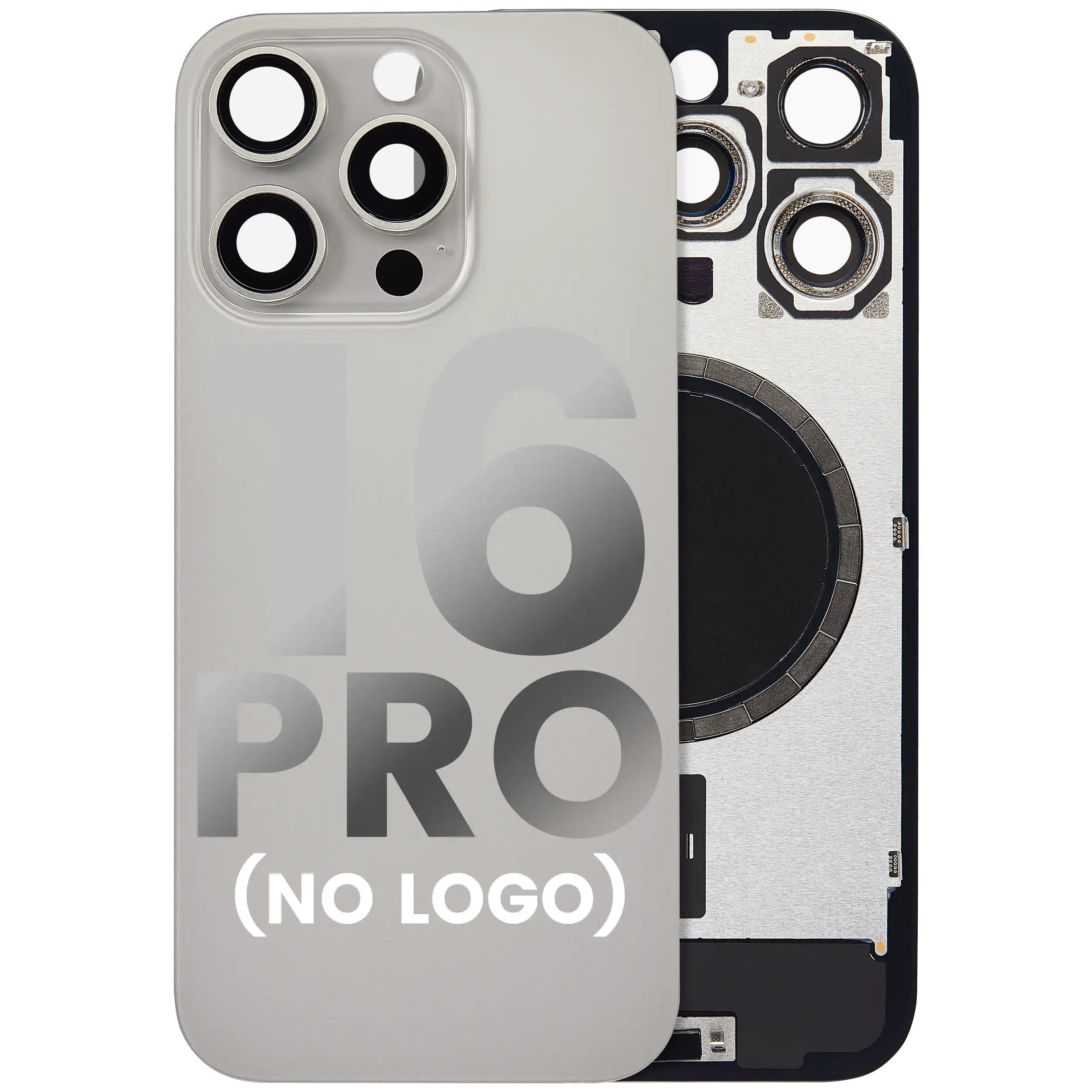 Back Glass With Steel Plate With MagSafe Magnet Pre-Installed Compatible For iPhone 16 Pro (No Logo) (Natural Titanium)