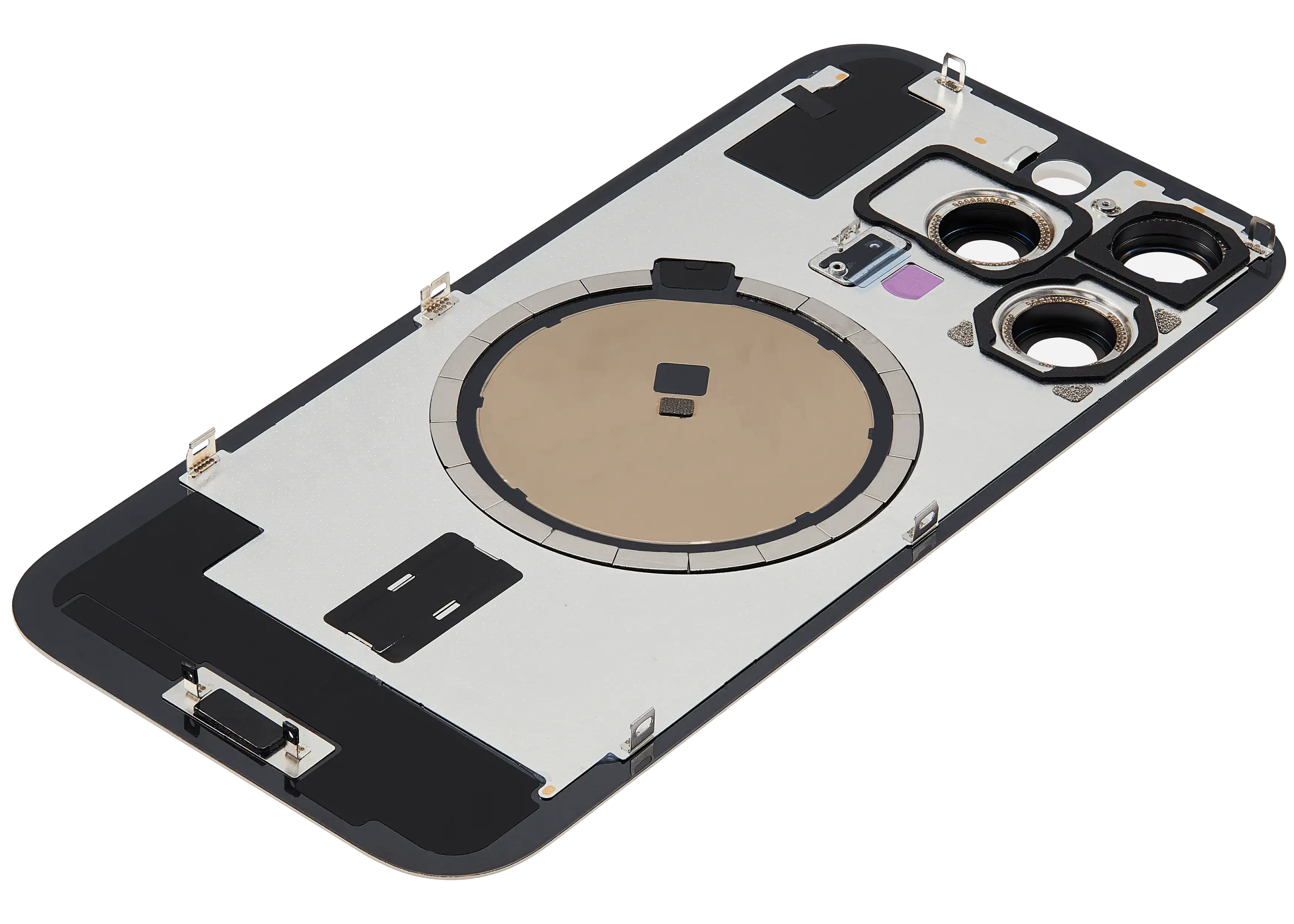 Back Glass With Steel Plate With MagSafe Magnet Pre-Installed Compatible For iPhone 16 Pro (No Logo) (Desert Titanium)