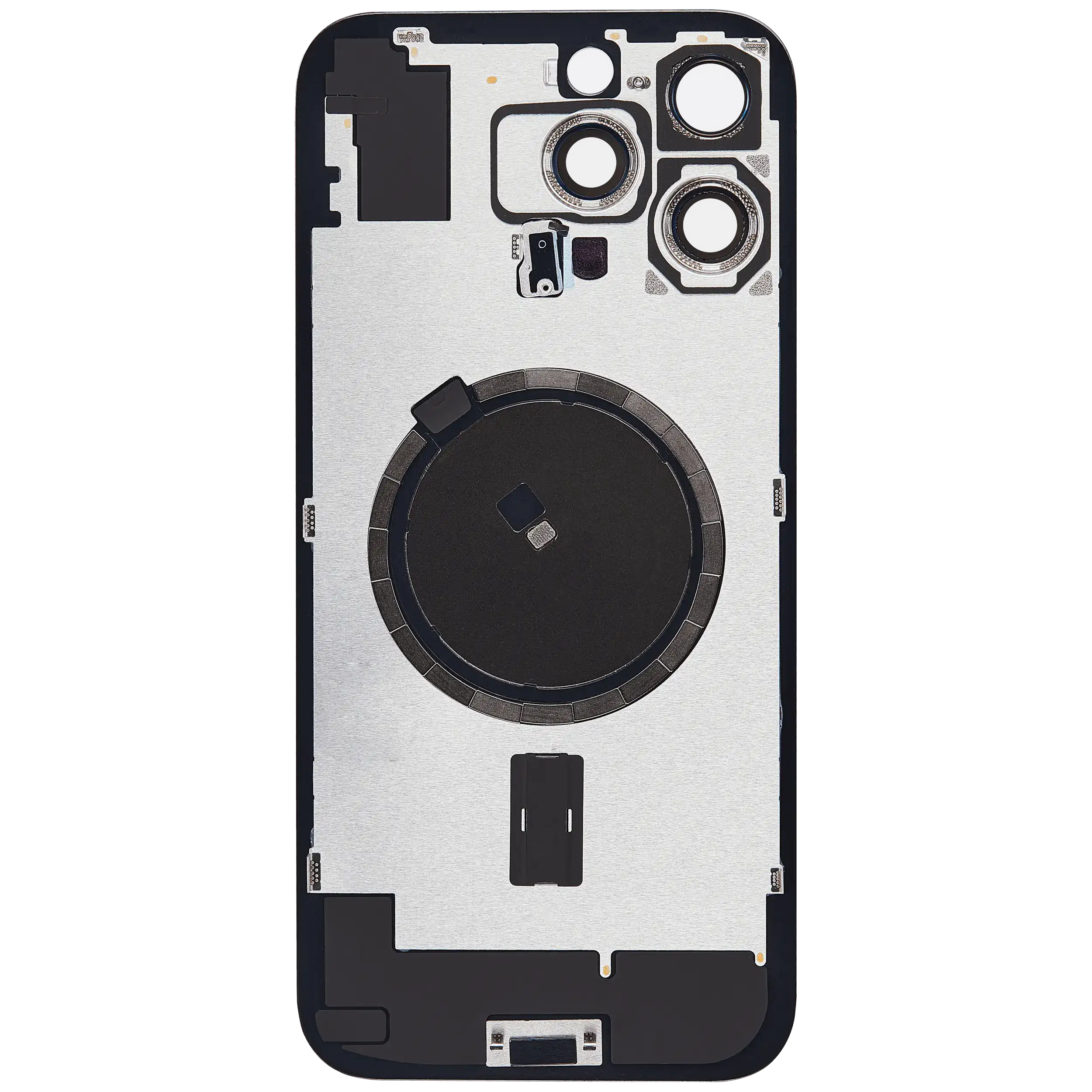 Back Glass With Steel Plate With MagSafe Magnet Pre-Installed Compatible For iPhone 16 Pro Max (No Logo) (Black Titanium)