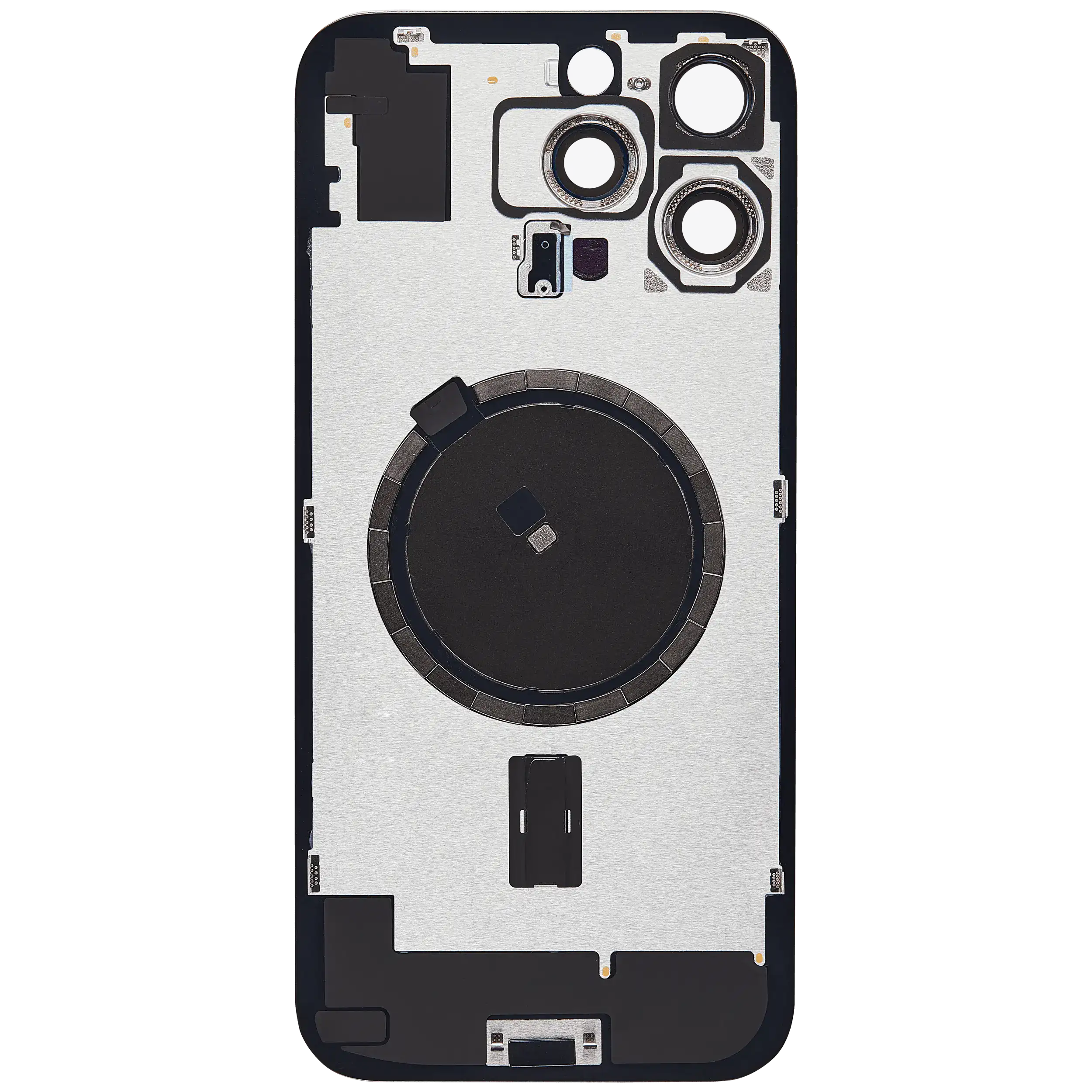 Back Glass With Steel Plate With MagSafe Magnet Pre-Installed Compatible For iPhone 16 Pro Max (No Logo) (White Titanium)