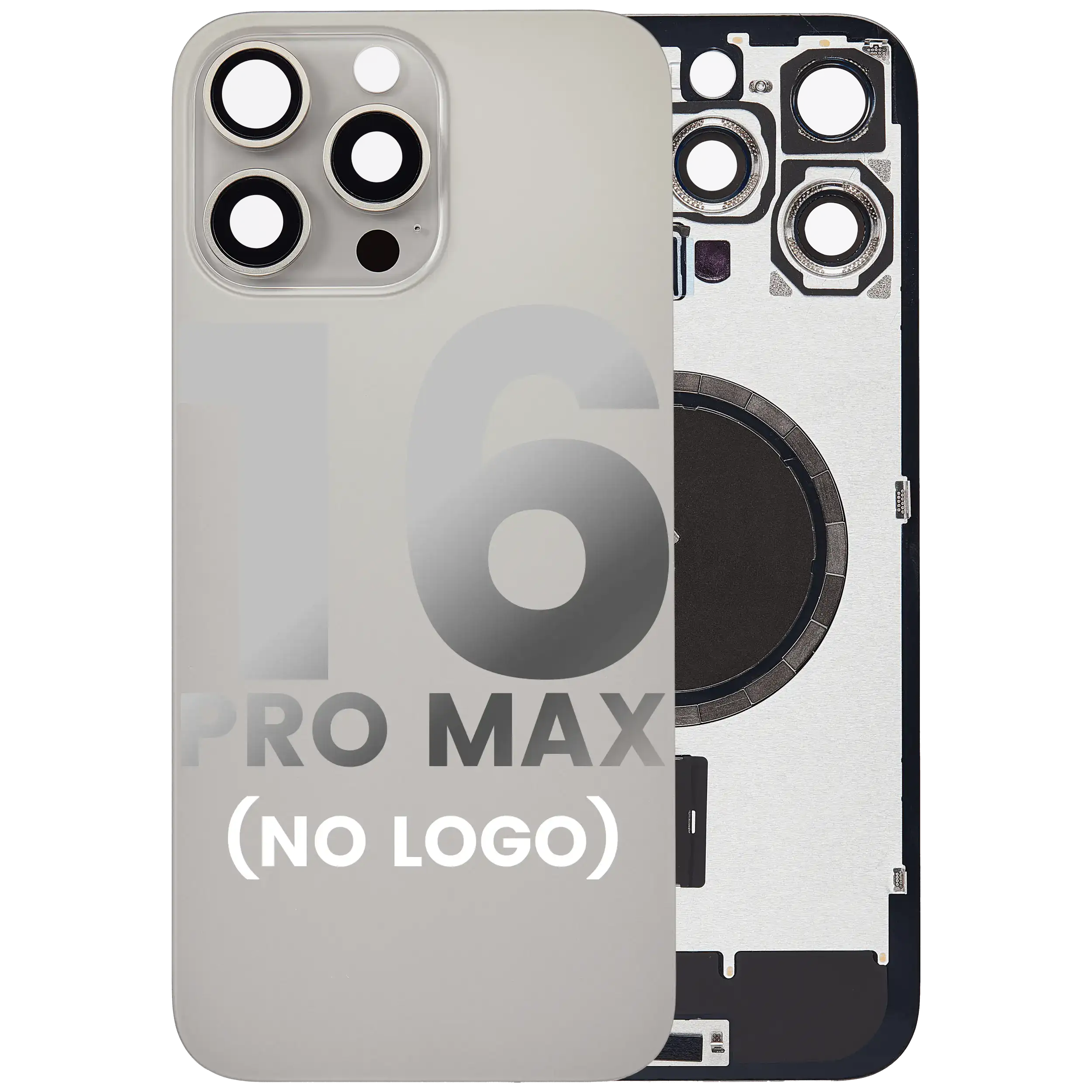 Back Glass With Steel Plate With MagSafe Magnet Pre-Installed Compatible For iPhone 16 Pro Max (No Logo) (Natural Titanium)