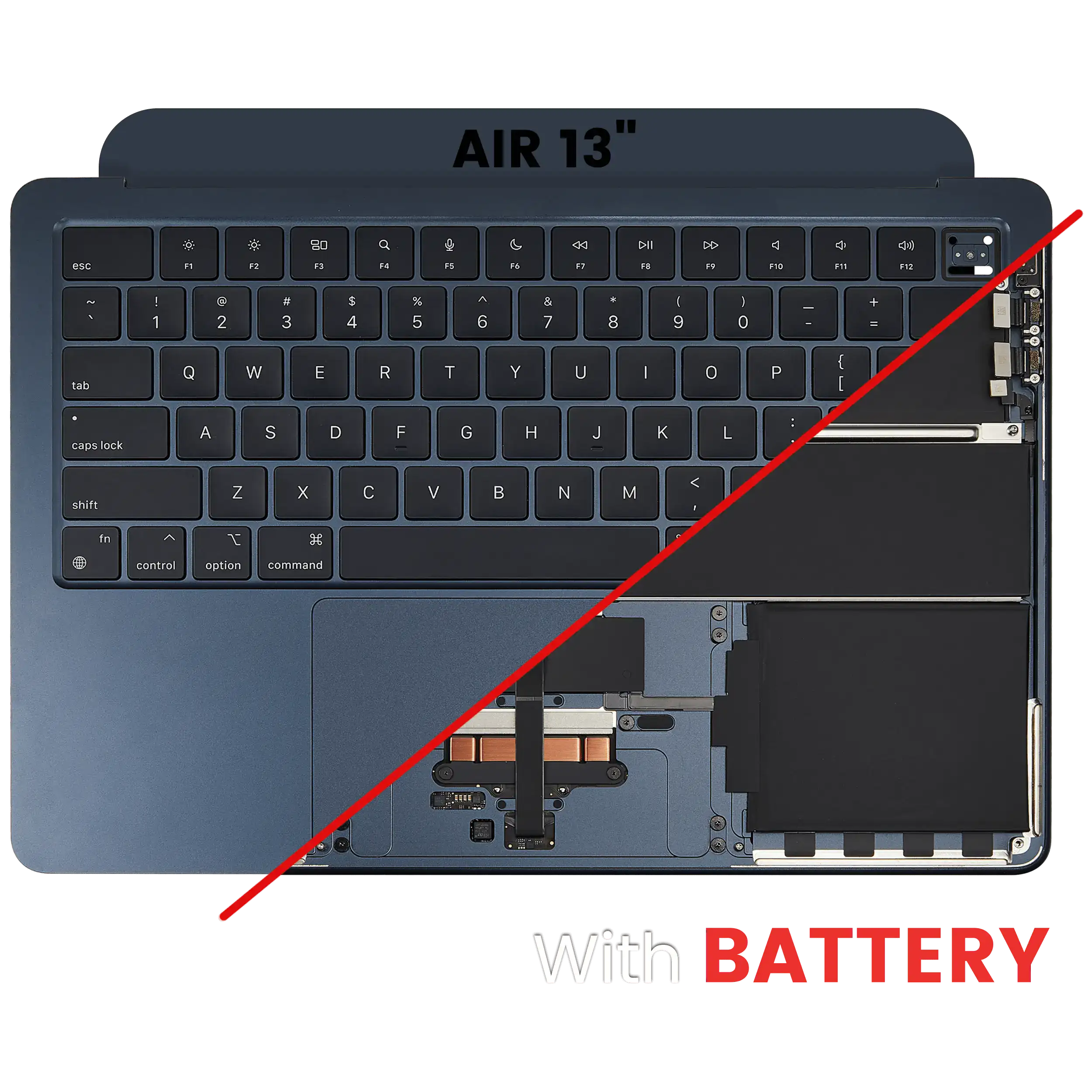 Top Case Assembly With Battery And Keyboard Compatible For MacBook Air 13" (A3113 / Mid 2024) (Midnight) (US Keyboard)
