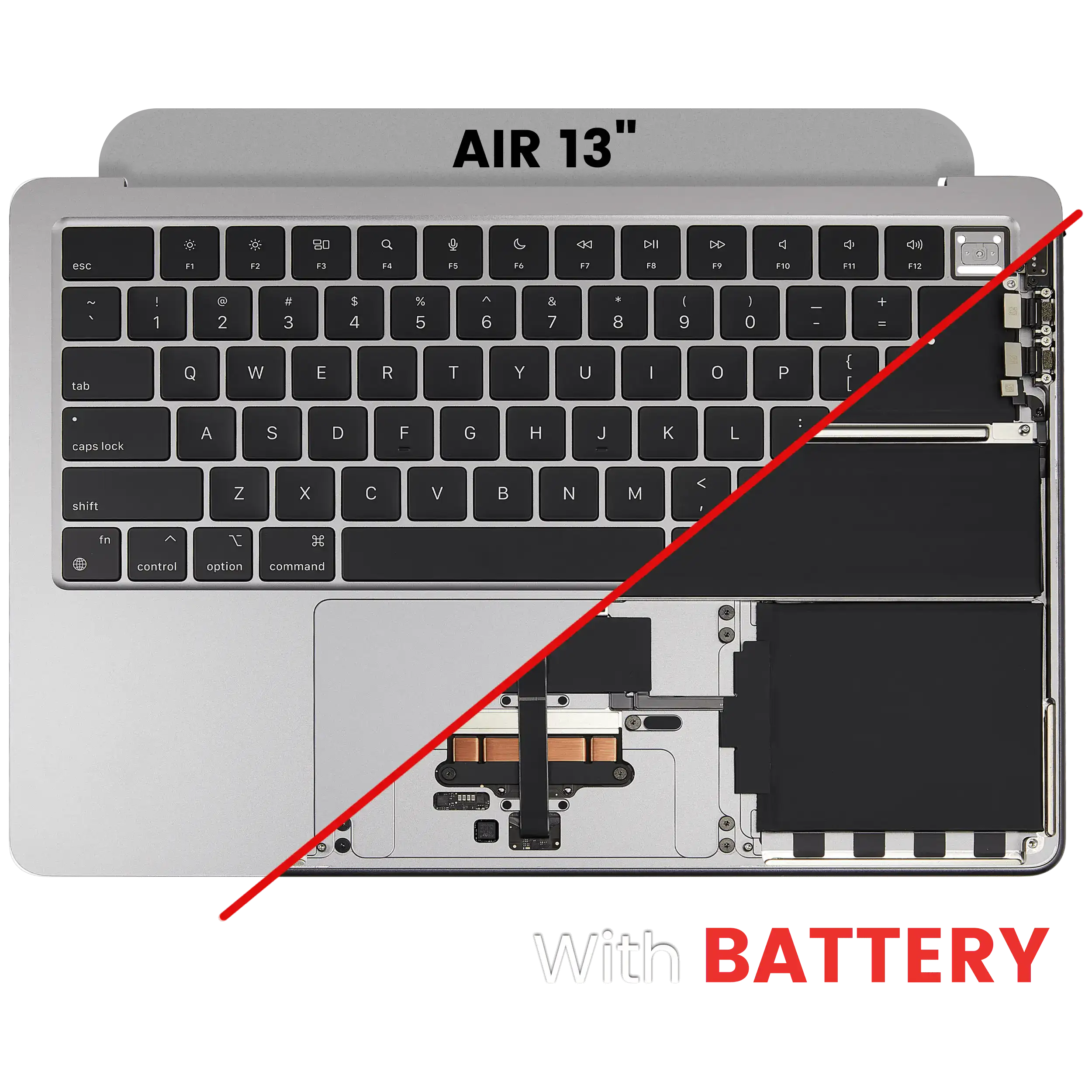 Top Case Assembly With Battery And Keyboard Compatible For MacBook Air 13" (A3113 / Mid 2024) (Space Gray) (US Keyboard)