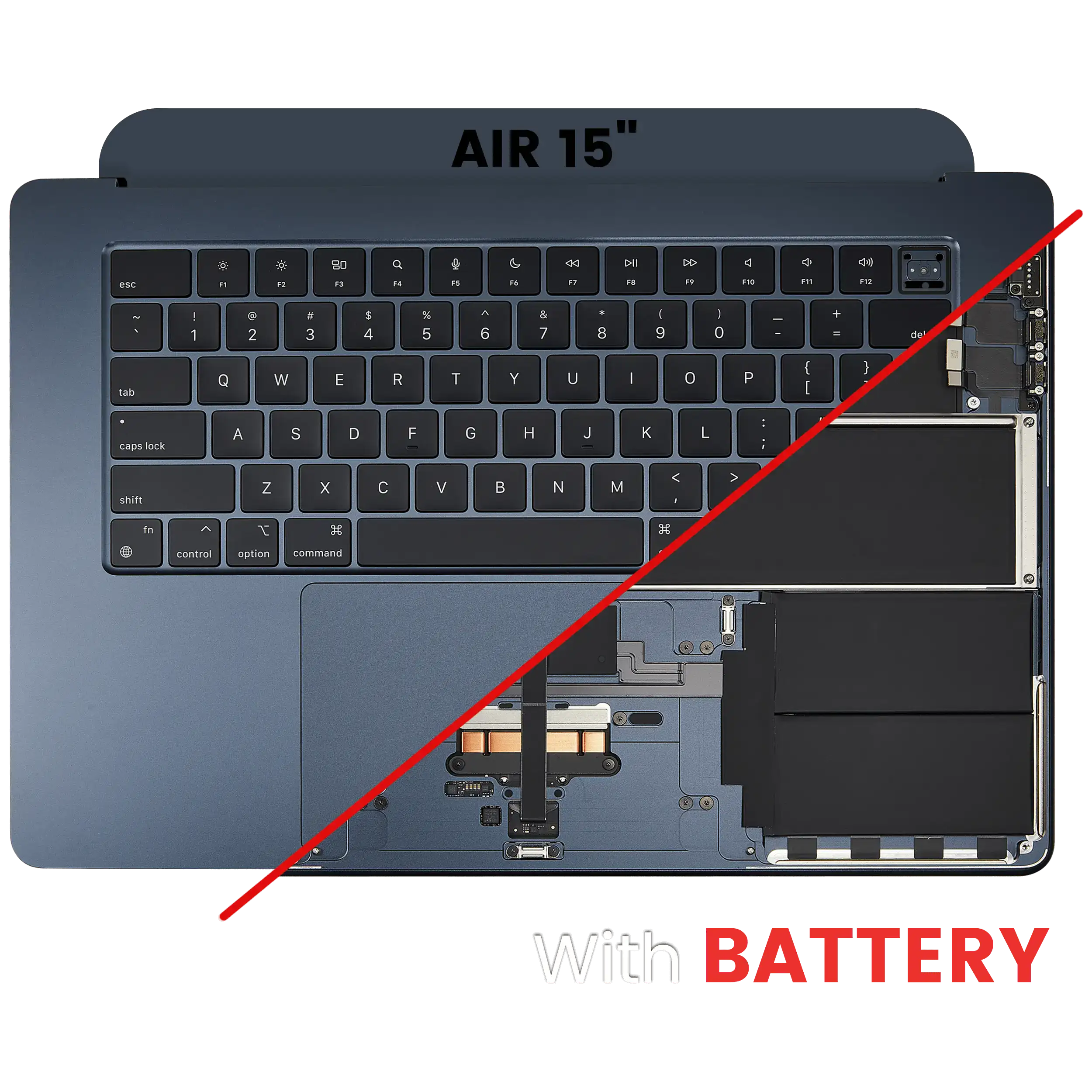 Top Case Assembly With Battery And Keyboard Compatible For MacBook Air 15" (A3114 / Mid 2024) (Midnight) (US Keyboard)
