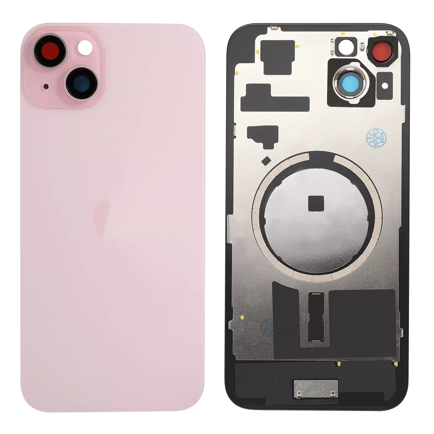 Replacement For iPhone 15 Plus Back Glass Panel With Magsafe Magnet-Pink