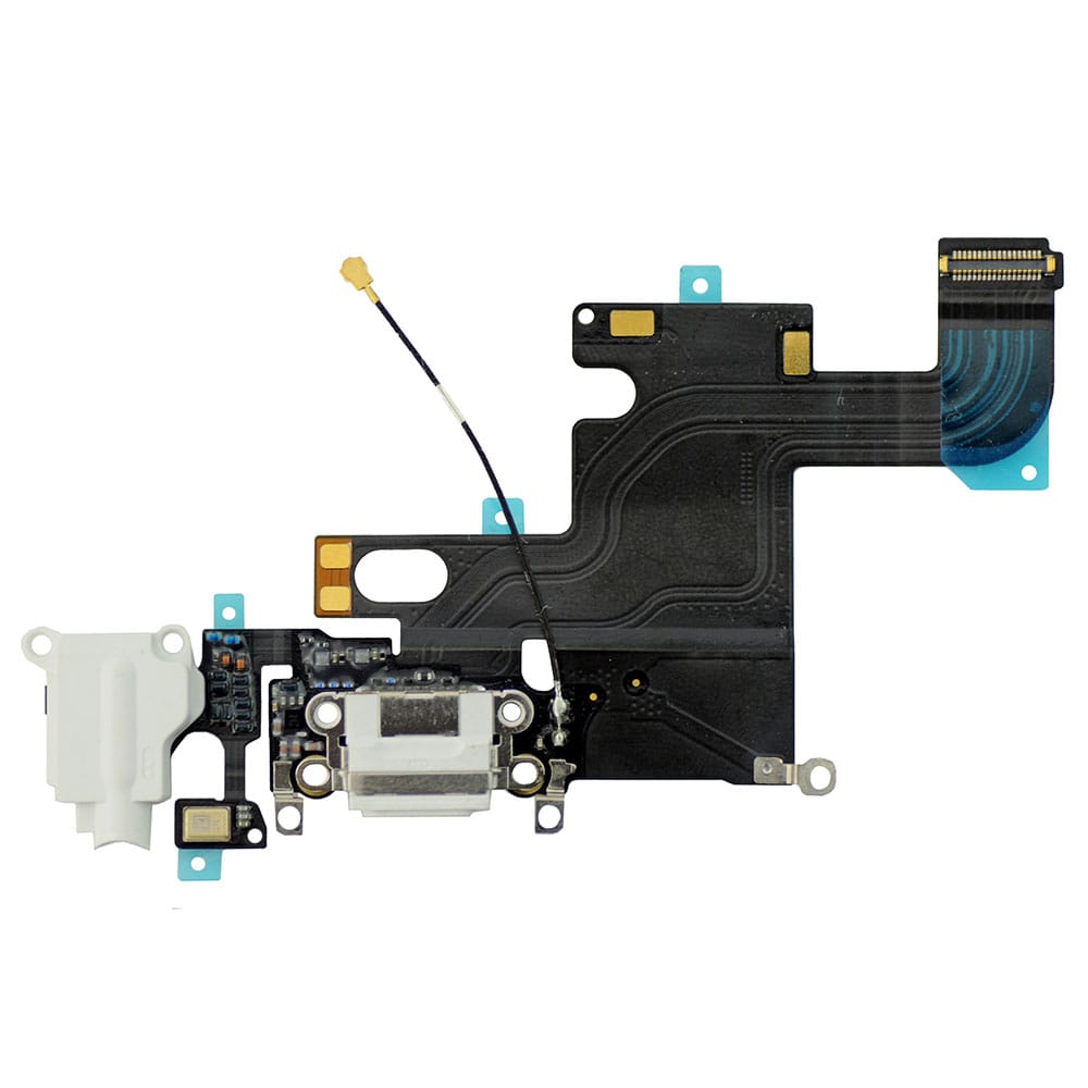 WHITE HEADPHONE JACK WITH CHARGING CONNECTOR FLEX CABLE FOR IPHONE 6