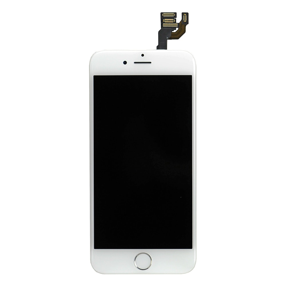 WHITE LCD SCREEN FULL ASSEMBLY WITH SILVER RING FOR IPHONE 6