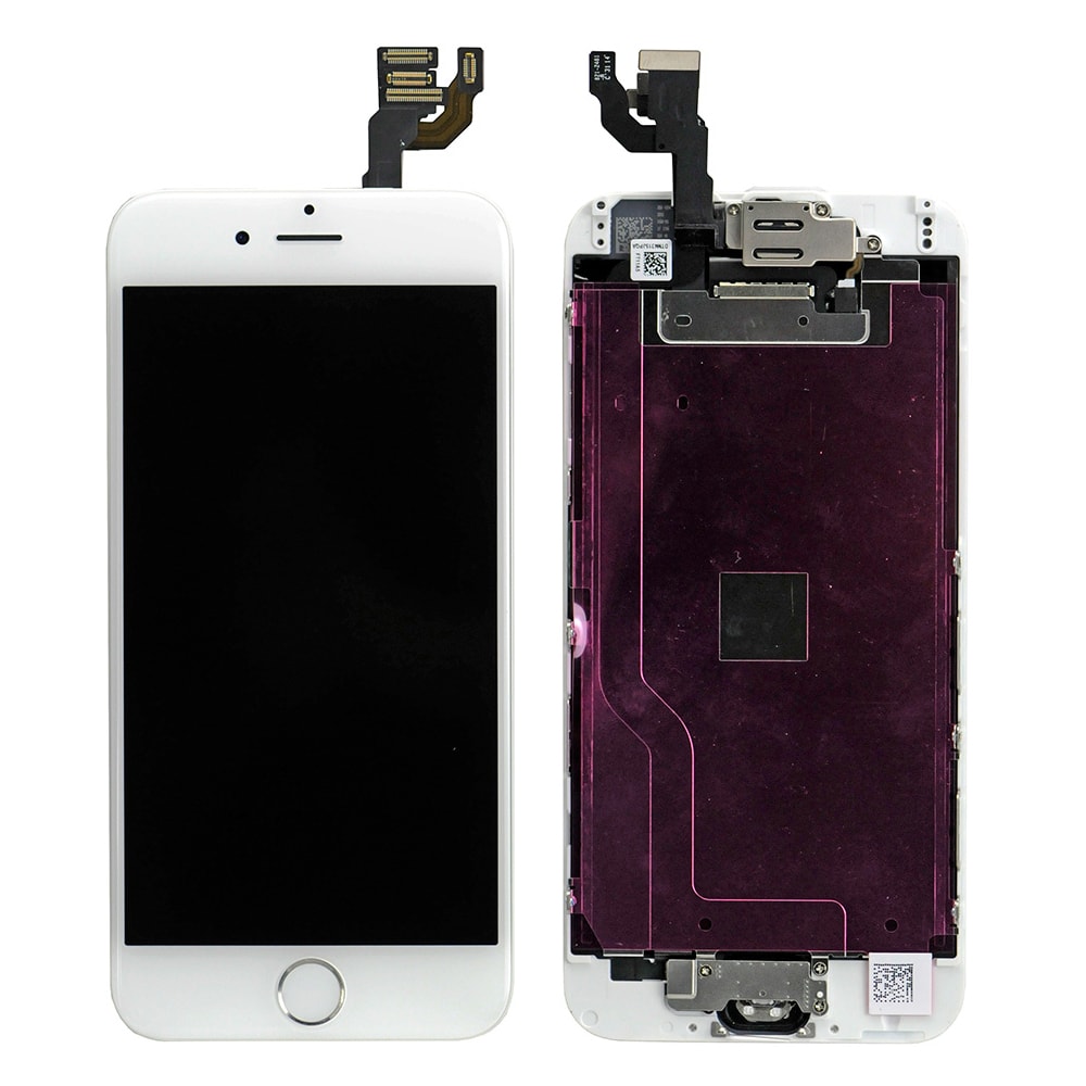 WHITE LCD SCREEN FULL ASSEMBLY WITH SILVER RING FOR IPHONE 6